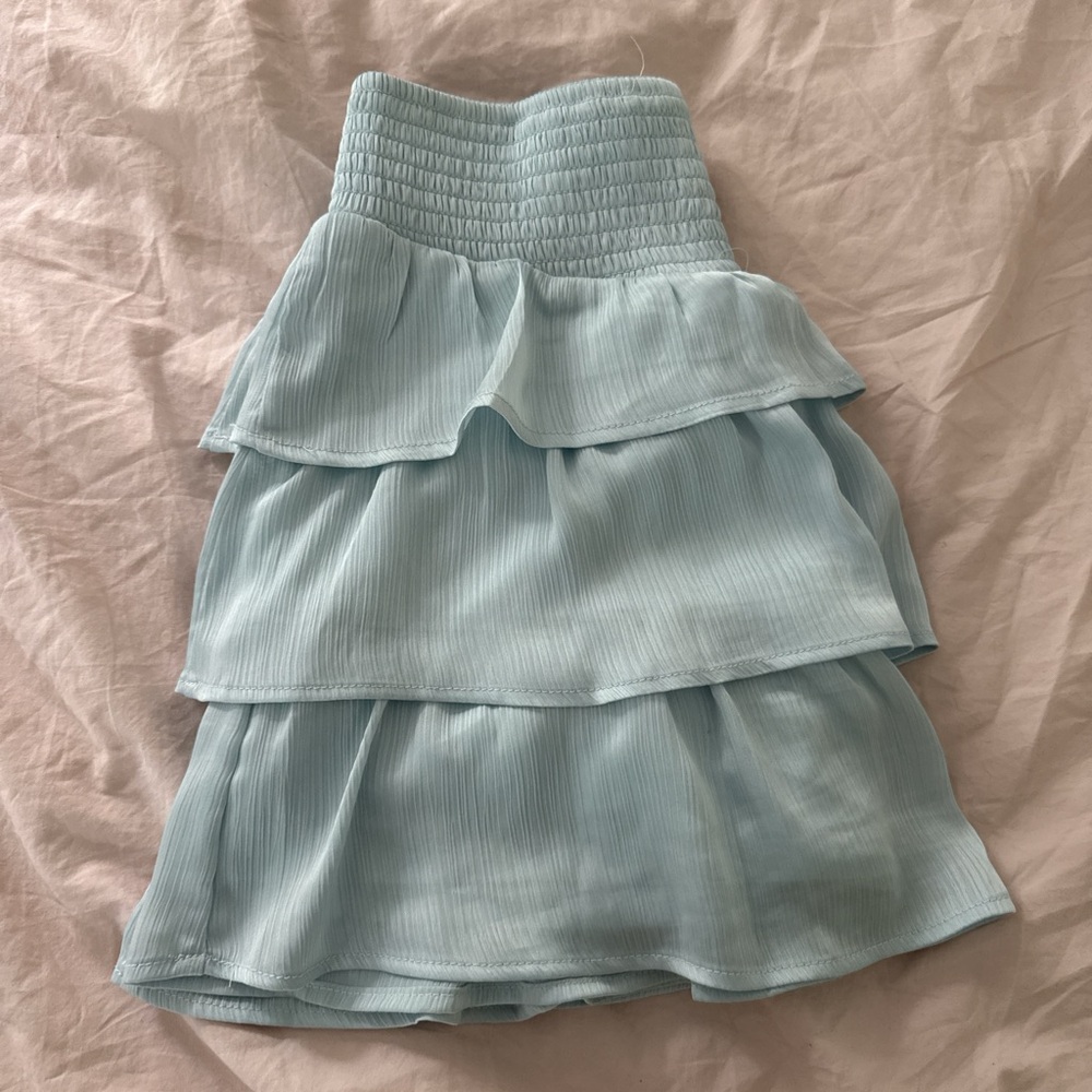Altar'd State Light Blue Tiered Ruffle Skirt